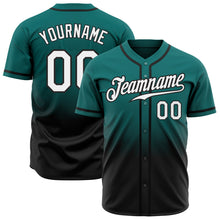 Load image into Gallery viewer, Custom Teal White-Black Authentic Fade Fashion Baseball Jersey