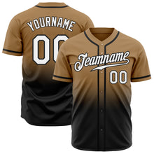 Load image into Gallery viewer, Custom Old Gold White-Black Authentic Fade Fashion Baseball Jersey