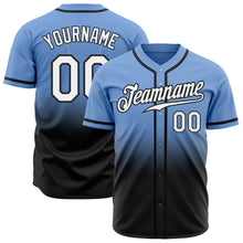 Load image into Gallery viewer, Custom Light Blue White-Black Authentic Fade Fashion Baseball Jersey