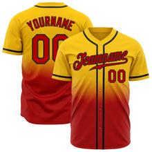 Load image into Gallery viewer, Custom Yellow Red-Black Authentic Fade Fashion Baseball Jersey
