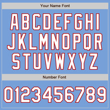Load image into Gallery viewer, Custom Light Blue White-Red Authentic Fade Fashion Baseball Jersey