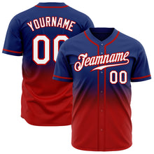 Load image into Gallery viewer, Custom Royal White-Red Authentic Fade Fashion Baseball Jersey
