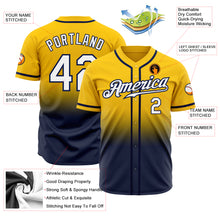 Load image into Gallery viewer, Custom Yellow White-Navy Authentic Fade Fashion Baseball Jersey