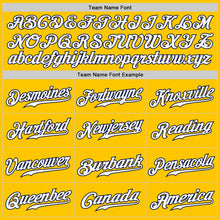 Load image into Gallery viewer, Custom Yellow White-Navy Authentic Fade Fashion Baseball Jersey