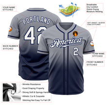 Load image into Gallery viewer, Custom Gray White-Navy Authentic Fade Fashion Baseball Jersey