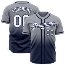 Load image into Gallery viewer, Custom Gray White-Navy Authentic Fade Fashion Baseball Jersey