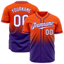 Load image into Gallery viewer, Custom Orange White-Purple Authentic Fade Fashion Baseball Jersey