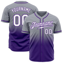Load image into Gallery viewer, Custom Gray White-Purple Authentic Fade Fashion Baseball Jersey