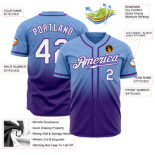 Load image into Gallery viewer, Custom Light Blue White-Purple Authentic Fade Fashion Baseball Jersey