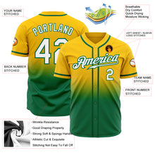 Load image into Gallery viewer, Custom Yellow White-Kelly Green Authentic Fade Fashion Baseball Jersey