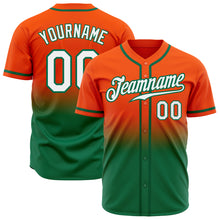Load image into Gallery viewer, Custom Orange White-Kelly Green Authentic Fade Fashion Baseball Jersey