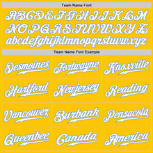 Load image into Gallery viewer, Custom Yellow White-Light Blue Authentic Fade Fashion Baseball Jersey