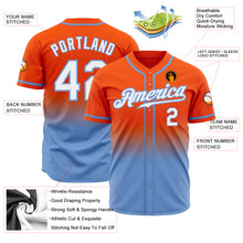 Load image into Gallery viewer, Custom Orange White-Light Blue Authentic Fade Fashion Baseball Jersey