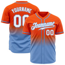 Load image into Gallery viewer, Custom Orange White-Light Blue Authentic Fade Fashion Baseball Jersey