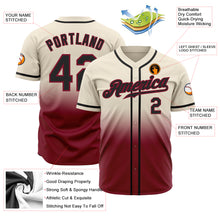 Load image into Gallery viewer, Custom Cream Black-Crimson Authentic Fade Fashion Baseball Jersey