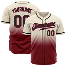 Load image into Gallery viewer, Custom Cream Black-Crimson Authentic Fade Fashion Baseball Jersey