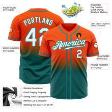 Load image into Gallery viewer, Custom Orange White-Teal Authentic Fade Fashion Baseball Jersey