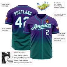 Load image into Gallery viewer, Custom Purple White-Teal Authentic Fade Fashion Baseball Jersey