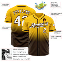 Load image into Gallery viewer, Custom Yellow White-Brown Authentic Fade Fashion Baseball Jersey