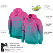 Load image into Gallery viewer, Custom Stitched Pink Aqua Fade Fashion Sports Pullover Sweatshirt Hoodie