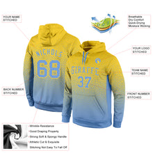 Load image into Gallery viewer, Custom Stitched Gold Light Blue Fade Fashion Sports Pullover Sweatshirt Hoodie