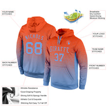 Load image into Gallery viewer, Custom Stitched Orange Light Blue Fade Fashion Sports Pullover Sweatshirt Hoodie