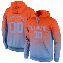 Load image into Gallery viewer, Custom Stitched Orange Light Blue Fade Fashion Sports Pullover Sweatshirt Hoodie