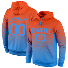 Load image into Gallery viewer, Custom Stitched Orange Powder Blue Fade Fashion Sports Pullover Sweatshirt Hoodie