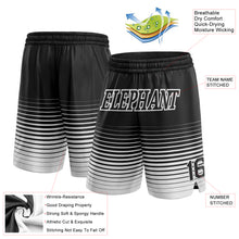 Load image into Gallery viewer, Custom Black White Pinstripe Fade Fashion Authentic Basketball Shorts
