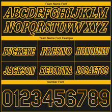 Load image into Gallery viewer, Custom Black Gold Pinstripe Fade Fashion Authentic Basketball Shorts