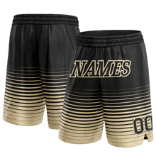 Load image into Gallery viewer, Custom Black Cream Pinstripe Fade Fashion Authentic Basketball Shorts