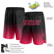 Load image into Gallery viewer, Custom Black Neon Pink Pinstripe Fade Fashion Authentic Basketball Shorts