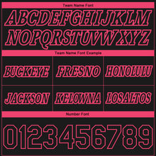 Load image into Gallery viewer, Custom Black Neon Pink Pinstripe Fade Fashion Authentic Basketball Shorts