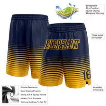 Load image into Gallery viewer, Custom Navy Gold Pinstripe Fade Fashion Authentic Basketball Shorts