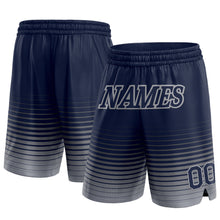 Load image into Gallery viewer, Custom Navy Gray Pinstripe Fade Fashion Authentic Basketball Shorts