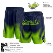 Load image into Gallery viewer, Custom Navy Neon Green Pinstripe Fade Fashion Authentic Basketball Shorts
