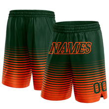 Load image into Gallery viewer, Custom Green Orange Pinstripe Fade Fashion Authentic Basketball Shorts