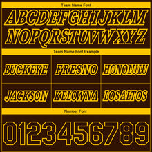 Load image into Gallery viewer, Custom Brown Yellow Pinstripe Fade Fashion Authentic Basketball Shorts