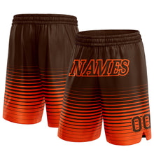 Load image into Gallery viewer, Custom Brown Orange Pinstripe Fade Fashion Authentic Basketball Shorts