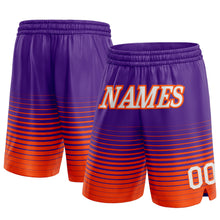 Load image into Gallery viewer, Custom Purple White-Orange Pinstripe Fade Fashion Authentic Basketball Shorts