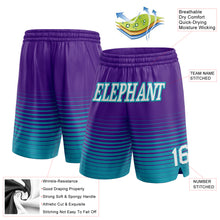 Load image into Gallery viewer, Custom Purple White-Teal Pinstripe Fade Fashion Authentic Basketball Shorts