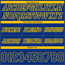 Load image into Gallery viewer, Custom Royal Yellow Pinstripe Fade Fashion Authentic Basketball Shorts