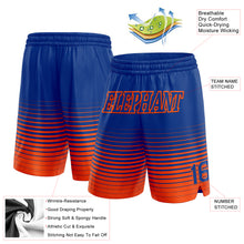 Load image into Gallery viewer, Custom Royal Orange Pinstripe Fade Fashion Authentic Basketball Shorts