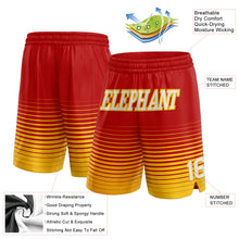 Load image into Gallery viewer, Custom Red White-Gold Pinstripe Fade Fashion Authentic Basketball Shorts