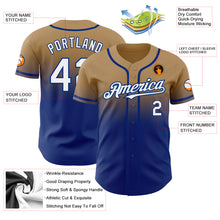 Load image into Gallery viewer, Custom Old Gold White-Royal Authentic Fade Fashion Baseball Jersey