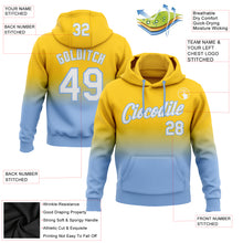 Load image into Gallery viewer, Custom Stitched Yellow White-Light Blue Fade Fashion Sports Pullover Sweatshirt Hoodie