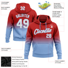 Load image into Gallery viewer, Custom Stitched Red White-Light Blue Fade Fashion Sports Pullover Sweatshirt Hoodie