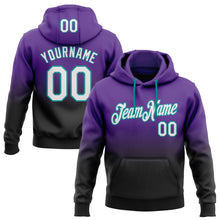 Load image into Gallery viewer, Custom Stitched Purple White Black-Teal Fade Fashion Sports Pullover Sweatshirt Hoodie