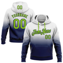 Load image into Gallery viewer, Custom Stitched White Neon Green-Navy Fade Fashion Sports Pullover Sweatshirt Hoodie