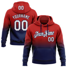 Load image into Gallery viewer, Custom Stitched Red White-Navy Fade Fashion Sports Pullover Sweatshirt Hoodie